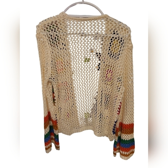 NEW Crochet lightweight Floral Cardigan Sweater Med - Picture 4 of 7